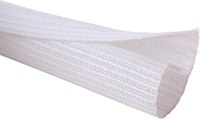 Alex Tech 20ft - 1.5 inch Cord Protector Wire Loom Tubing Cable Sleeve Split Sleeving for USB Cable Power Cord Audio Video Cable - Protect Cat from Chewing Cords - White