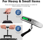BAGAIL Digital Luggage Scale, 110lbs Hanging Baggage Scale with Backlit LCD Display, Portable Suitcase Weighing Scale, Travel Luggage Weight Scale with Hook, Strong Straps for Travelers
