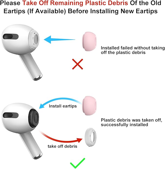 3 Pairs Replacement Ear Tips for AirPods Pro 1st & 2nd Generation with Noise Reduction Hole, Silicone Ear Tips for AirPods Pro with Portable Storage Box and Fits in Charging Case (Medium, Pink)