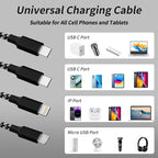IDISON USB C Multi Charging Cable [2Pack 4FT], 3 in 1 Charging Cable Nylon Braided USB-C Multiple Charger Cord with Type-C, Micro USB and IP Port for iPhone 17/16/15 Series/Cell Phones and More