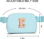 Gitus Gifts for 7 8 9 10 11 Year Old Girls Belt Bag Fanny Pack Crossbody Bags with Initial Letter Patch Birthday Gifts for Daughter Sister Friends Teen girls (Icing Blue-E)