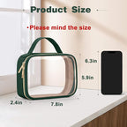 Wedama TSA Approved Toiletry Bag, 2 Pack Clear Makeup Bags with Handles, Quart Size Clear Toiletry Bags, PVC Cosmetic Bags for Women and Men, Carry on Airport Airline Compliant Bag, Dark Green