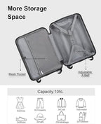 Somago 28 Inch Luggage With Spinner Wheels Hard Shell Polypropylene Suitcase with TSA Lock and YKK Zipper,Classic Black