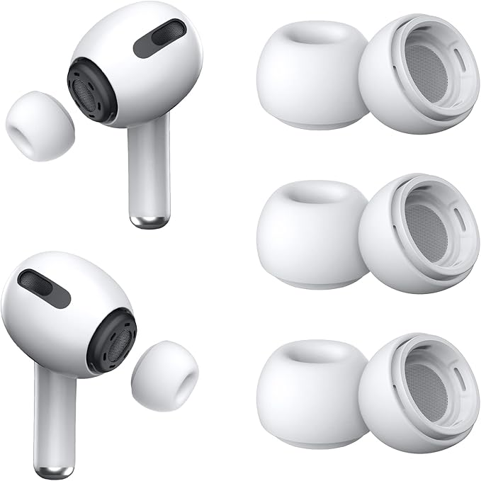 YUWAKAYI [3 Pairs] Replacement Ear Tips for AirPods Pro & Pro 2 with Noise Reduction Hole, Silicone Ear Tips for AirPods Pro with Portable Storage Box and Fit in The Charging Case (X-Small, White)