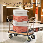 Stainless Steel Hotel Luggage Cart, Silent Wheels Airport Luggage Trolley with Carpeted Base