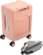 CNCEST 20" Adjustable Double Handle Ride-on Luggage,Travel Carry On Trolley Case with Mesh Pocket for Kids,Children's Ride On Suitcase with Wheels & TSA Lock (StyleB, Pink)