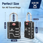 SURE LOCK TSA Approved Luggage Lock – 3-Digit Resettable Combination Padlock with Open Alert Red Dot, Large Easy-Read Dials for Suitcases, Backpacks, Gym & School Lockers(Black 6 pk)