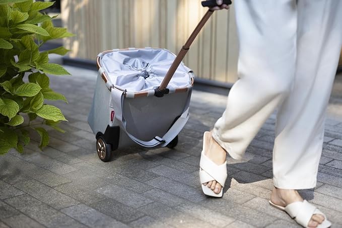 reisenthel carrycruiser Twist Sky Rose - Portable Shopping Trolley with Sturdy Aluminum Frame, Shoulder Strap and Removable mesh Inner Bag -Water-Repellent