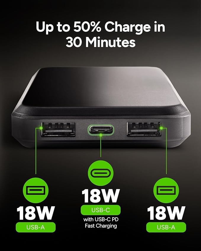 Mophie powerstation prime10 - Portable Power Bank with 10,000mAh Internal Battery, 18W USB-C PD Fast Charging, Charge 3 Devices Simultaneously, LED Power Indicator, Shamrocks