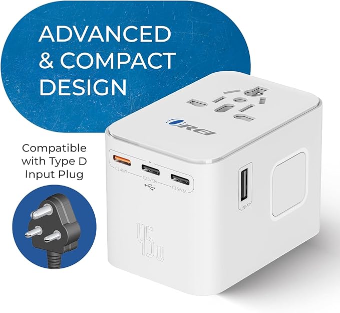 OREI Universal Travel Adapter – All-in-One Worldwide Power Plug Converter with Dual USB Charging Ports – Compatible with USA, EU, UK, AUS