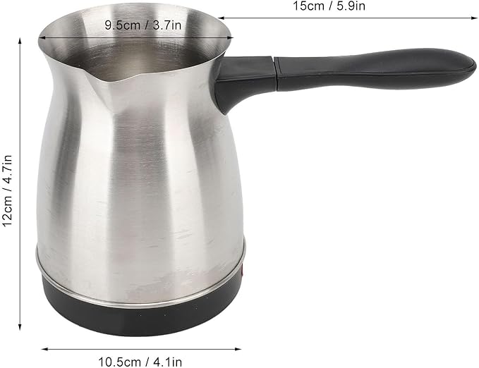 600ML Electric Coffee Maker, 6 Cup Stainless Steel Coffee Pot, portable Anti Slip Coffee Maker Kettle for Brewing Coffee, Milk, Tea