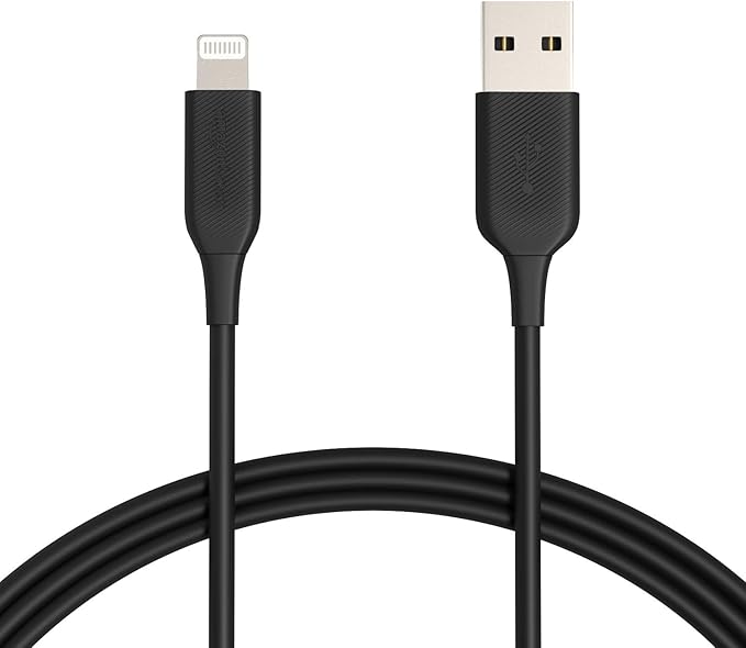 Amazon Basics 2-Pack Apple MFi Certified USB-A to Lightning Charger Cable for iPhone 14 13 12 11 X Xs Pro, Pro Max, Plus, iPad, 6 Foot, Black