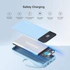 Portable Charger Built-in Cables,10000mAh Power Bank for iPhone,Fast Charge USB C Battery Pack Travel Essentials Slim Lightweight Powerbank Compatible with iPhone 17/16/15/14, Samsung, Android, etc