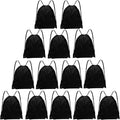 Grneric Drawstring Bags Bulk 14 Pcs Drawstring Backpack Bulk Cinch Bag Sackpack for Men Women Gym (Black)