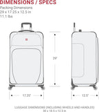 SWISSGEAR Sion Softside Expandable Spinner Luggage Durable Lightweight Travel Suitcase, Dark Grey, Checked-Large 29-Inch