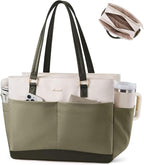 LOVEVOOK Laptop Tote Bag for Women with 3 Separate Pocket Work Bag with Large Cup Holder Computer Briefcase for Teacher Nurse