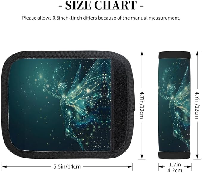 Abstract Galaxy Fairy 2 Pack Luggage Handle Wrap Set of Neoprene Luggage Tags for Suitcases Bag Strap Wrap Cover Travel Airplane Accessories Covers Markers Sleeve Grips Identifiers Cruise