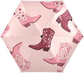 Cowboy Boots Pattern Umbrellas for Rain Windproof Small Folding Compact Mini Travel Umbrella for Purse Lightweight Portable Pocket for Women
