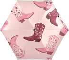 Cowboy Boots Pattern Umbrellas for Rain Windproof Small Folding Compact Mini Travel Umbrella for Purse Lightweight Portable Pocket for Women
