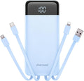 charmast 10000mAh Portable Charger with Built-in Cables, 6 Outputs & 3 Inputs Power Bank, Compact Travel Essential Battery Pack for iPhone 16/15, Samsung S25/S24, Google Pixel, iPad, AirPods & More