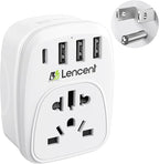 LENCENT World to US Plug Adapter with 3 USB & 1 PD Type-c Quick Fast Charger Ports, Type B European EU Europe/UK/Australia/China to USA American Canada Japan Outlet Power Adaptor Travel Plug Converter