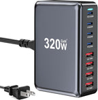 320W USB C Fast Charger Block, Multi-port USB Charging Station, GaN Ⅲ Double 100W PD PPS Port Fast Charging Station for Multiple Devices,Laptop Wall Charger Compatible with MacBook, iPhone 17,iPad etc