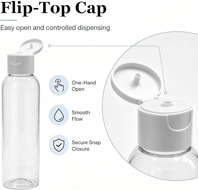 TRENDBOX 6 Pack Plastic Empty Bottles with Flip Cap for Shampoo, Lotions, Liquid Body Soap, Cream (4 oz / 120 ml)