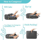 Gonex Compression Packing Cubes, 4pcs Expandable Storage Travel Luggage Bags Organizers (Deep Gray)