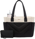 LOVEVOOK Tote Bag for Women, Puffer Work Travel Handbag with Zipper for Teacher Nurse, Quilted Cute Laptop Shoulder Gym Bag
