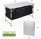 JOUYEK Camping Table, Folding Camping Table with Storage, Portable Kitchen Table, Lightweight, 3 Heights Adjustable Camping Furniture for BBQ, Picnic, Camping, Hiking, Beach, Outdoor Black
