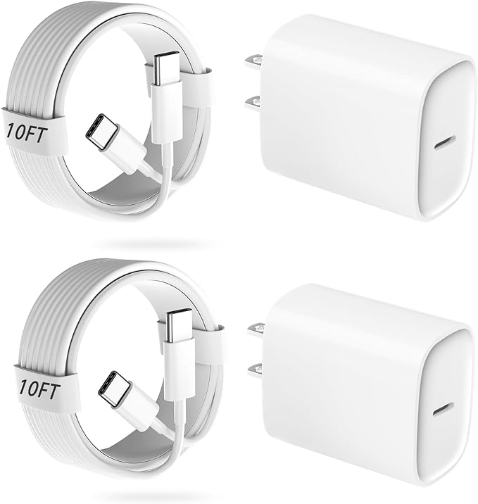 iPhone 17 16 15 Pro Charger Fast Charging, 20W USB C Fast Charger Block with 10ft Long Type C Chargers Fast Charging Cable Cord for iPhone 17/17 Pro/17 Pro Max/Air/16 Pro Max/16 Pro/15 Pro Max/Pro,S24