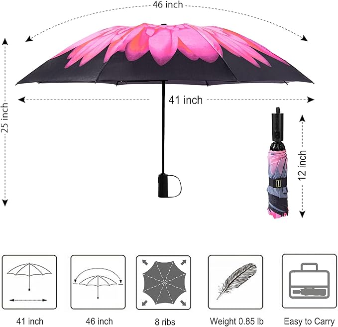 LANBRELLA Umbrella Windproof Compact Travel Umbrella Auto Open Close for Rain