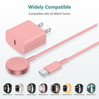 2Pack for Apple Watch Charger Cable, Magnetic Fast Charger to USB-C Cable 3FT, Wireless Fast iWatch Charger Portable Compatible with iWatch Ultra/Series 9/8/7/6/SE/SE2/5/4/3/2/1-Pink