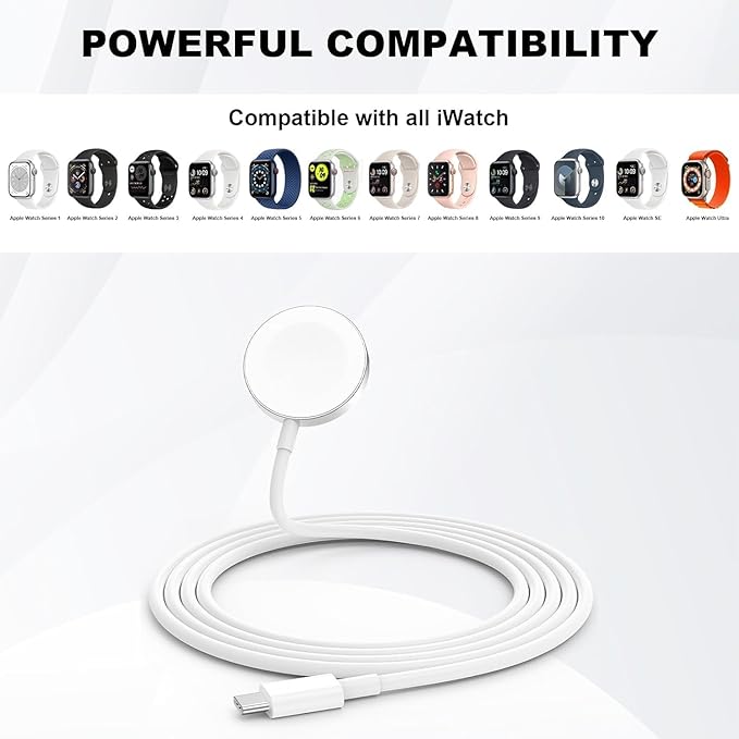 USB C Apple Watch Charger,[MFi Certified] iPhone Fast Magnetic iWatch Charger 6ft USB C Charging Cable Cord Long and Type C Wall Charger Block for Apple Watch Series 11/10/9/Ultra/8/7/SE/SE2/6/5/4/3/2