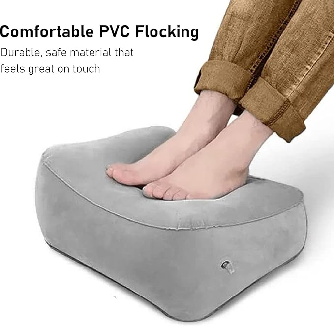 Inflatable Foot Rest Pillow, Portable Travel Leg Support Pillow, Lightweight Airplane Foot Rest for Car Office Home, Anti Fatigue Compact Foot Stool for Long Trips.