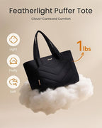LOVEVOOK Puffer Tote Bag for Women, V-Quilted Puffy Teacher Tote Nurse Bag, Large Shoulder Laptop Purse for Work Travel Gym