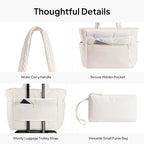 TOPEAST Tote Bag for Women Puffer Travel Carry On Bags with Laptop Compartment & Cup Holder Work Tote for Weekend Overnight