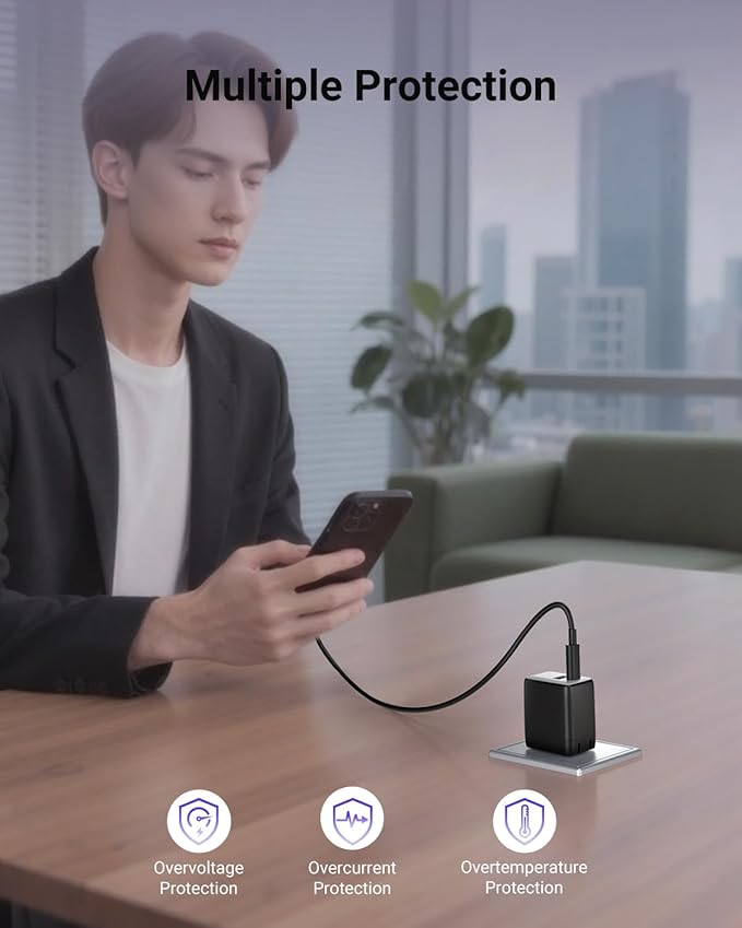 wegear USB C Fast Charging Charger, 30W Dual-Port GaN Nano Charger with Foldable Plug for iPhone 17/16/15 Series, iPad, Galaxy S24 Ultra and More Series, (Black, 2 Pack & 2 Cable)