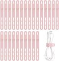 Oligei 25 Pcs Silicone Cable Ties, Cable Ties Reusable, High Elasticity Cord Wraps for Electrical Cords, Cord Organizer for Earphone, Phone Charger(Pink)