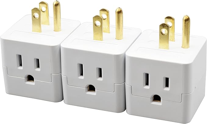Projectpak 3 Outlet Wall Adapter Travel Cube – Grounder Splitter Turns One Outlet into Three | 3 Pack