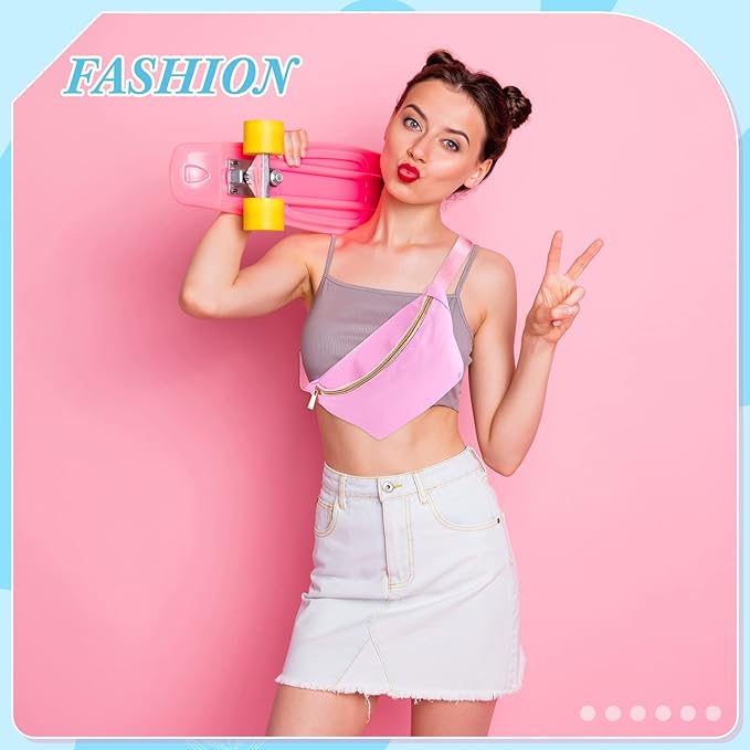 Amylove 9 Pieces Fanny Packs Nylon Waist Bag Zipper Travel Running Bag with Adjustable Strap for Women Men(Nylon,Bright Colors)