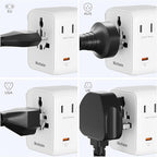 Hichain Universal Travel Adapter, 7-in-1 International Power Adapter 35W Fast Charging Adapter for Europe Plug Universal Power Block, GaN Travel Adapter Worldwide Portable Plug for EU, UK, US, AUS