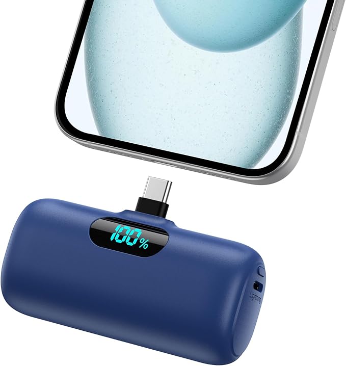 Mini Portable Charger USB C Power Bank,Upgraded 5000mAh PD Fast Charging Battery Pack Built-in USB-C Connector Travel Essential for iPhone17/17Pro/17Pro Max/Air/16 Plus/16Pro Max/15 Series Android