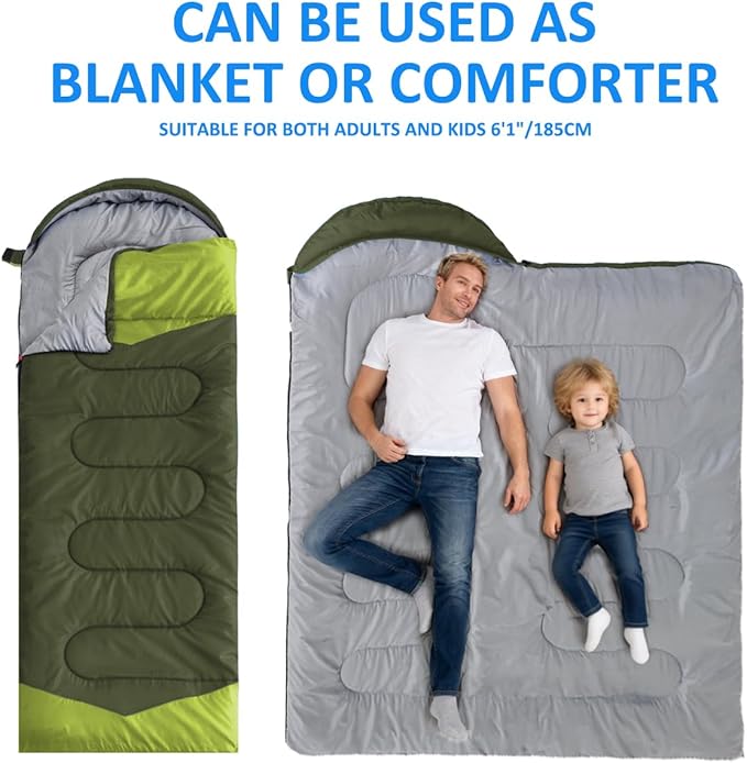 oaskys Camping Sleeping Bag - 3 Season Warm & Cool Weather - Summer Spring Fall Lightweight Waterproof for Adults Kids - Camping Gear Equipment, Traveling, and Outdoors