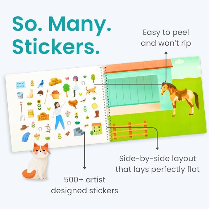 Pet Animals 500+ Kids Sticker Book by Cupkin Toddler Airplane Travel Activity Coloring and Sticker Book, Road Trip Essentials, 12 Coloring Pages 12 Scenes for Ages 2–8 Years