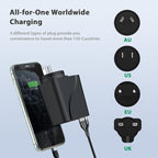 RoyPow AC to DC Converter, 110V/120V to12V Converter, 36W USB C Charger with Car Cigarette Lighter Socket, 3-Ports Wall Charger 18W PD3.0 Travel Plug 110V/120V to 12V/3A Power Adapter for iPhone, iPad