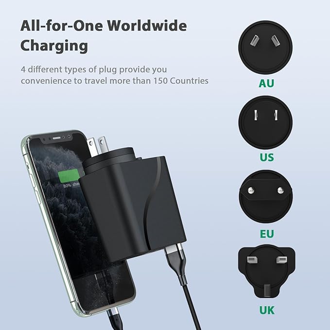 RoyPow AC to DC Converter, 110V/120V to12V Converter, 36W USB C Charger with Car Cigarette Lighter Socket, 3-Ports Wall Charger 18W PD3.0 Travel Plug 110V/120V to 12V/3A Power Adapter for iPhone, iPad