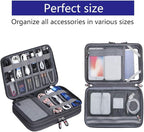 Electronic Cable Organizer Bag - Portable Travel Double Layers Electronic Digital Accessories Storage Pouch Bags for SD Card Case, USB Flash Drive,Charging Cords, USB Charger, Mini Tablet