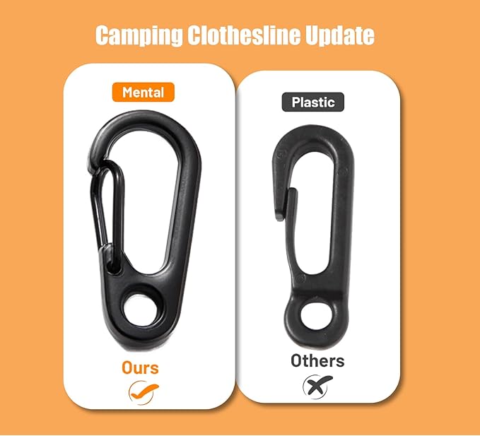 Portable Travel Clothesline Cord, Caudblor Adjustable 33ft Camping Clothes line, Laundry Drying Rope for Hotel Trip, Cruise, Outdoor/Indoor, with 12Pcs Stoppers, Windproof Clothespins
