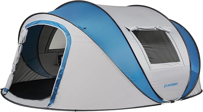 EchoSmile Pop Up Camping Tent, 2/4/6 Person Easy Setup Tent, Water Resistant Dome, Portable with Carry Bag